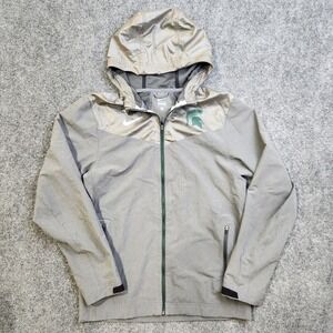 Michigan State Spartans Jacket Mens Small Gray Hooded Zip NCAA Football Nike